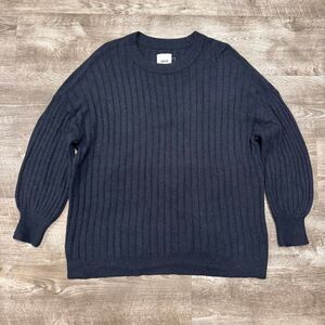 Aerie Black Ribbed Oversized Crewneck Sweater M